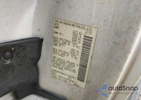 2011 Nissan Titan Sv z USA, uszkodzony, nr VIN 1N6BA0CA6BN310067